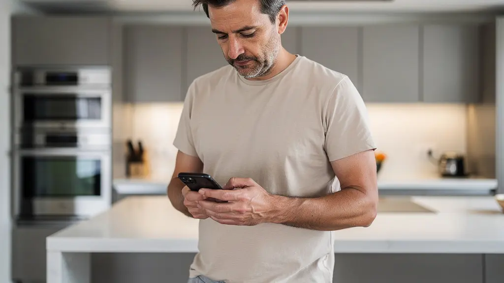 Homme français consultant une offre de crédit immobilier sur smartphone